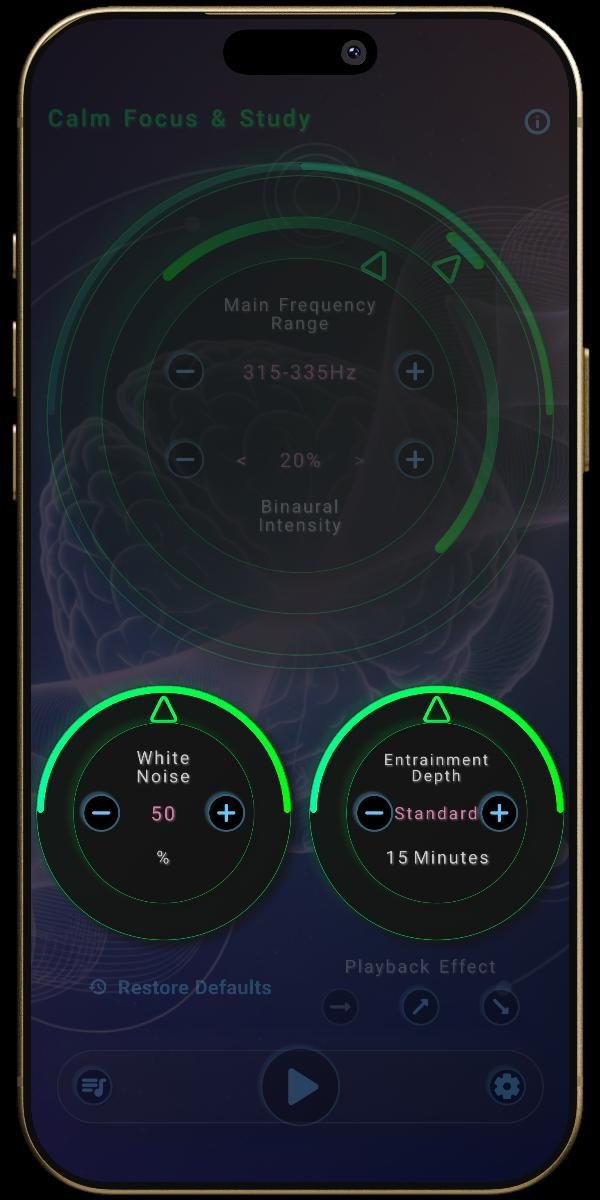 NeuroSounds App - Mental State Settings - White Noise & Entrainment Depth