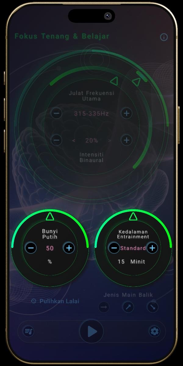 Aplikasi NeuroBunyi - Tetapan Keadaan Mental - Bunyi Putih & Kedalaman Entrainment