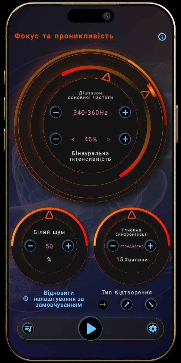 Додаток НейроЗвуки — Ментальний стан — Гамма — Фокус та проникливість